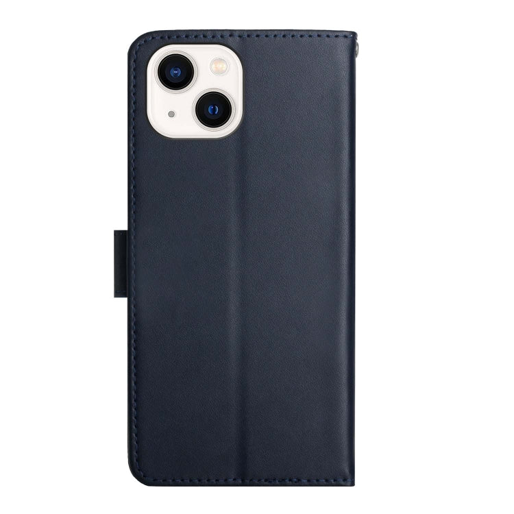 For iPhone 15 Genuine Leather Fingerprint-proof Flip Phone Case(Blue) - iPhone 15 Cases by buy2fix | Online Shopping UK | buy2fix