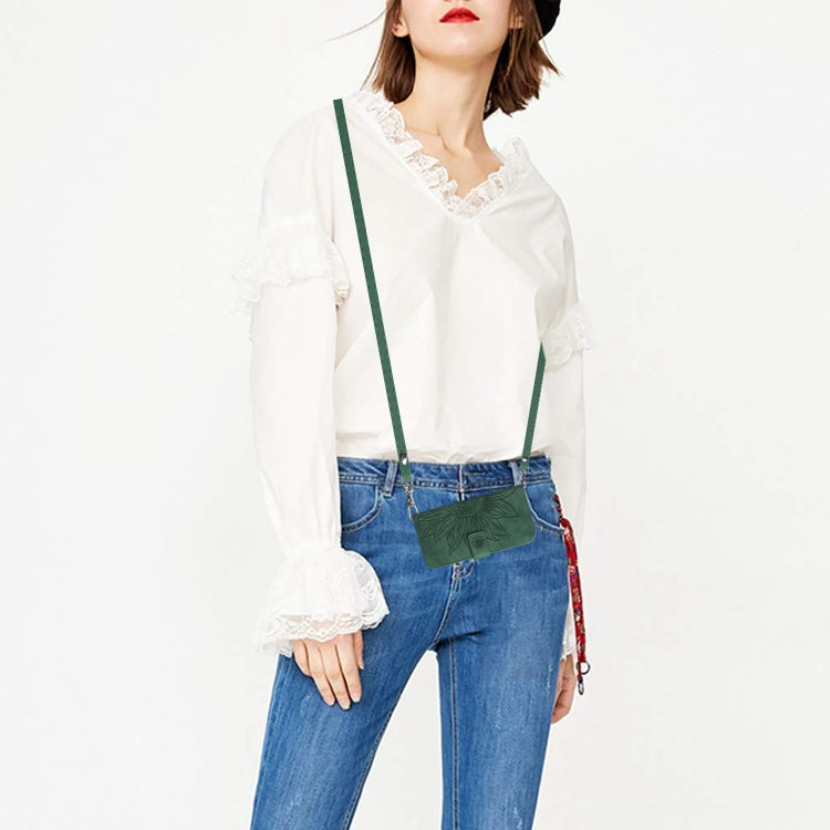 For iPhone 16e Skin Feel Sun Flower Embossed Flip Leather Phone Case with Lanyard(Green) by buy2fix