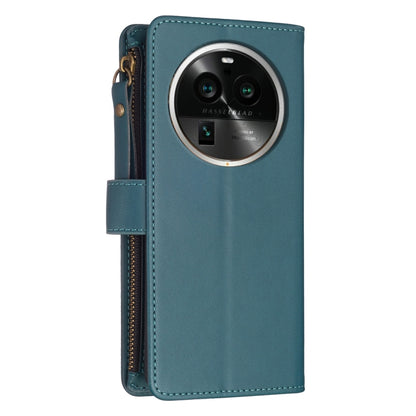 For OPPO Find X6 Pro 9 Card Slots Zipper Wallet Leather Flip Phone Case(Green) - OPPO Cases by buy2fix | Online Shopping UK | buy2fix