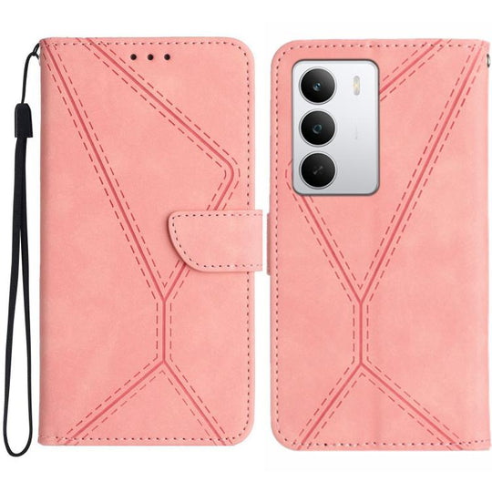 For Realme C71 4G Stitching Embossed Leather Phone Case(Pink)