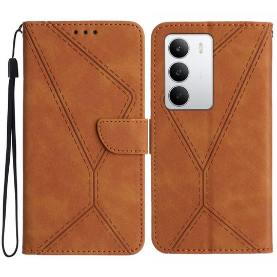 For Realme C71 4G Stitching Embossed Leather Phone Case(Brown)