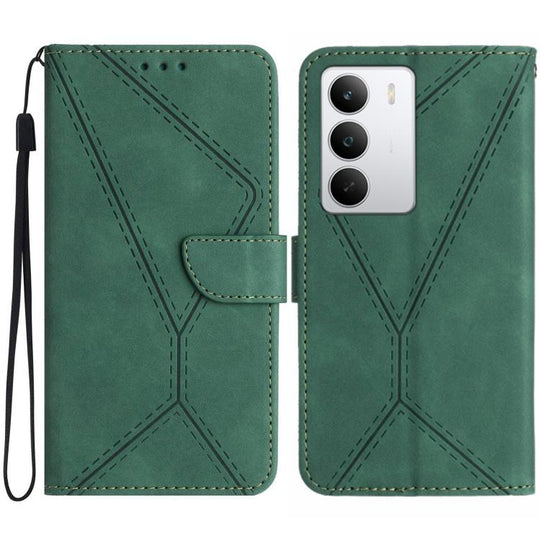 For Realme C71 4G Stitching Embossed Leather Phone Case(Green)