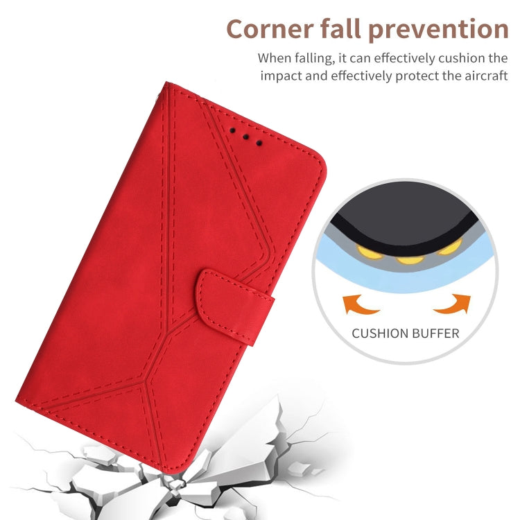 For vivo Y03 4G Stitching Embossed Leather Phone Case(Red) - vivo Cases by buy2fix | Online Shopping UK | buy2fix