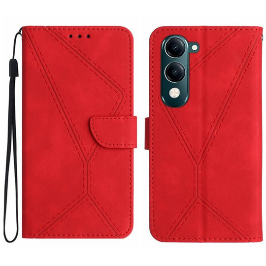 For vivo Y04 4G / Y29s 5G Stitching Embossed Leather Phone Case(Red)