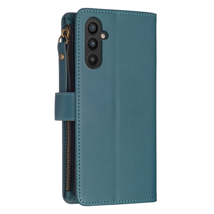 For Samsung Galaxy A24 4G 9 Card Slots Zipper Wallet Leather Flip Phone Case(Green) - Galaxy Phone Cases by buy2fix | Online Shopping UK | buy2fix