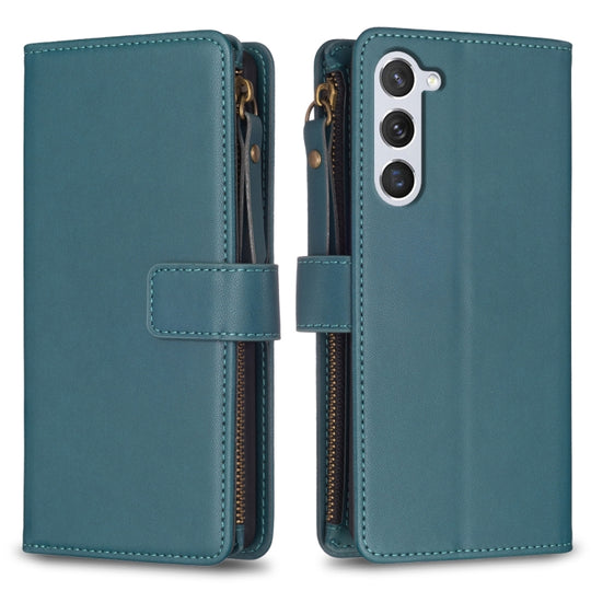 For Samsung Galaxy S24 5G 9 Card Slots Zipper Wallet Leather Flip Phone Case(Green)
