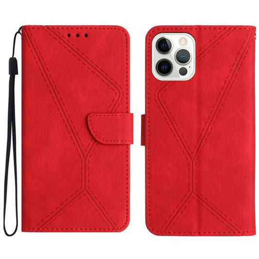 For iPhone 16 Pro Stitching Embossed Leather Phone Case(Red) - iPhone 16 Pro Cases by buy2fix | Online Shopping UK | buy2fix