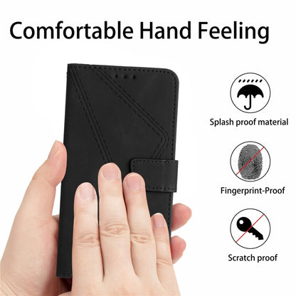 For iPhone 16 Pro Stitching Embossed Leather Phone Case(Black) - iPhone 16 Pro Cases by buy2fix | Online Shopping UK | buy2fix