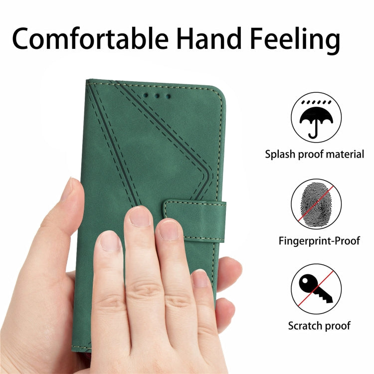 For iPhone 16 Plus Stitching Embossed Leather Phone Case(Green) - iPhone 16 Plus Cases by buy2fix | Online Shopping UK | buy2fix