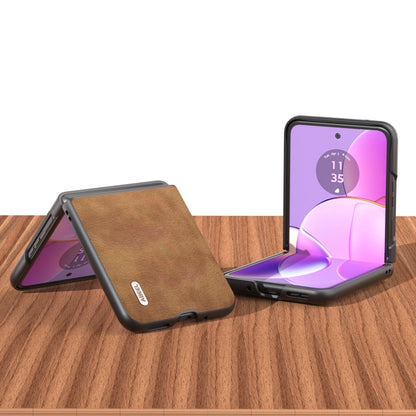 For Motorola Razr 40 ABEEL Retro Litchi Texture PU Phone Case(Brown) by buy2fix