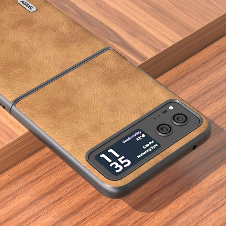 For Motorola Razr 40 ABEEL Retro Litchi Texture PU Phone Case(Brown) by buy2fix