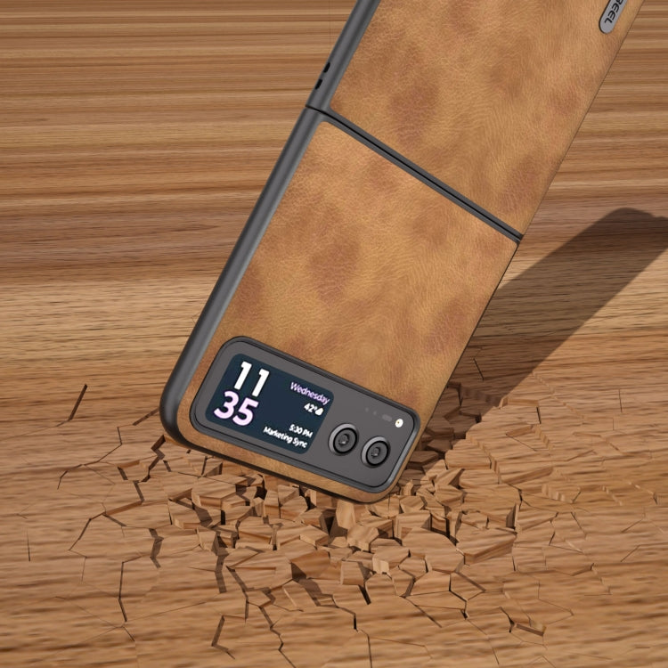 For Motorola Razr 40 ABEEL Retro Litchi Texture PU Phone Case(Brown) by buy2fix
