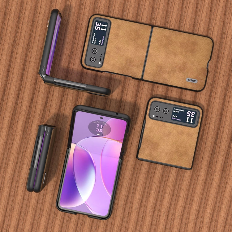 For Motorola Razr 40 ABEEL Retro Litchi Texture PU Phone Case(Brown) by buy2fix