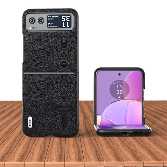 For Motorola Razr 40 ABEEL Retro Litchi Texture PU Phone Case(Black) by buy2fix