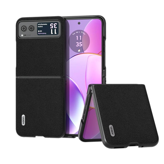 For Motorola Razr 40 ABEEL Genuine Leather Luolai Series Phone Case(Black)