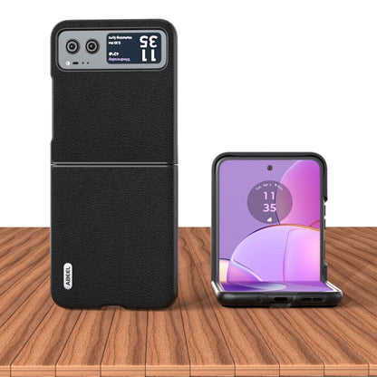 For Motorola Razr 40 ABEEL Genuine Leather Luolai Series Phone Case(Black) by buy2fix