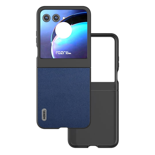 For Motorola Razr 50 ABEEL Genuine Leather Luolai Series Phone Case(Dark Blue)
