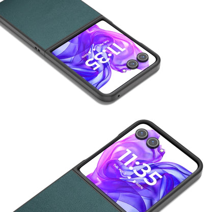 For Motorola Razr 50 Ultra ABEEL Genuine Leather Luolai Series Phone Case(Dark Green) by buy2fix