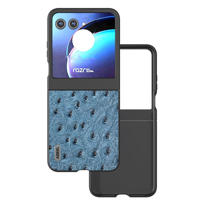 For Motorola Razr 50 ABEEL Genuine Leather Ostrich Texture Phone Case(Blue) by buy2fix