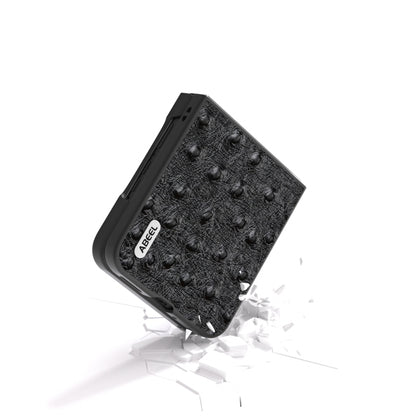 For Motorola Razr 50 Ultra ABEEL Genuine Leather Ostrich Texture Phone Case(Black) by buy2fix