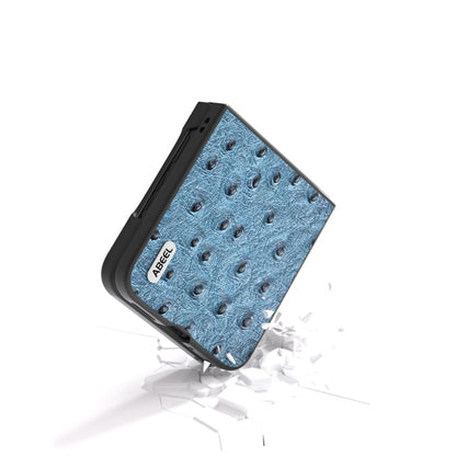 For Motorola Razr 50 Ultra ABEEL Genuine Leather Ostrich Texture Phone Case(Blue) by buy2fix