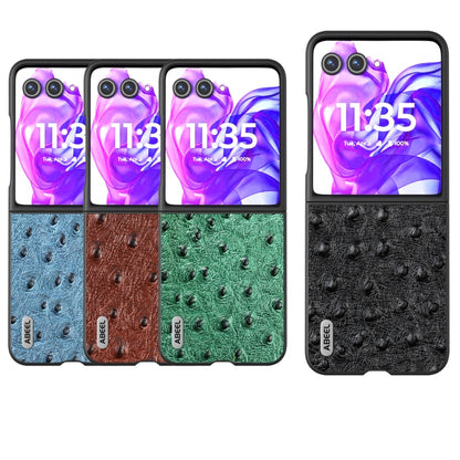 For Motorola Razr 50 Ultra ABEEL Genuine Leather Ostrich Texture Phone Case(Blue) by buy2fix