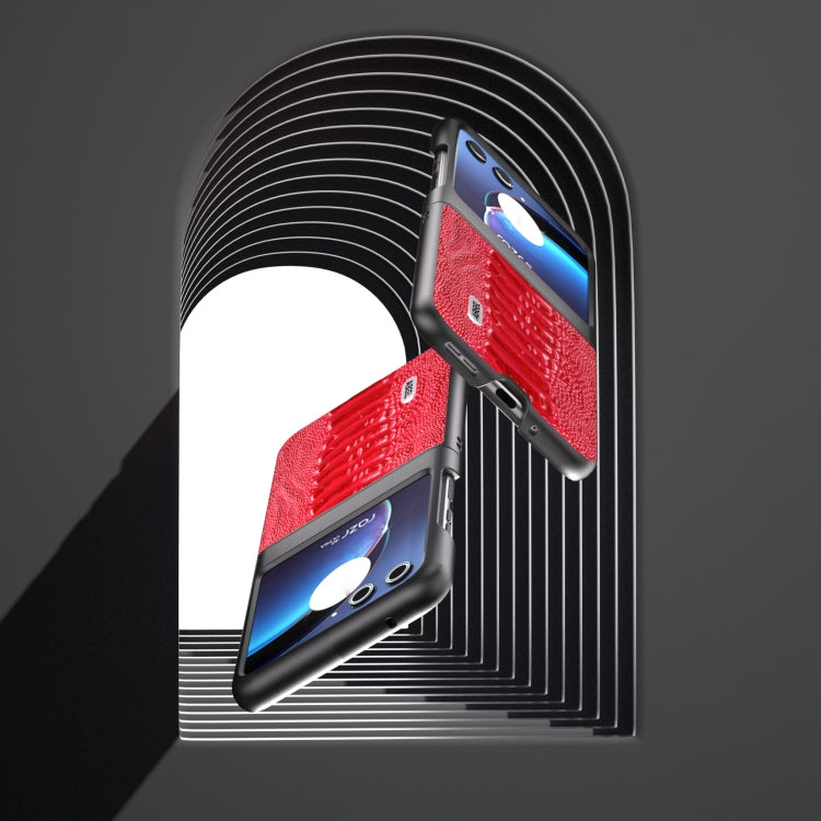 For Motorola Razr 40 Ultra ABEEL Genuine Leather Weilai Series Phone Case(Red) by buy2fix