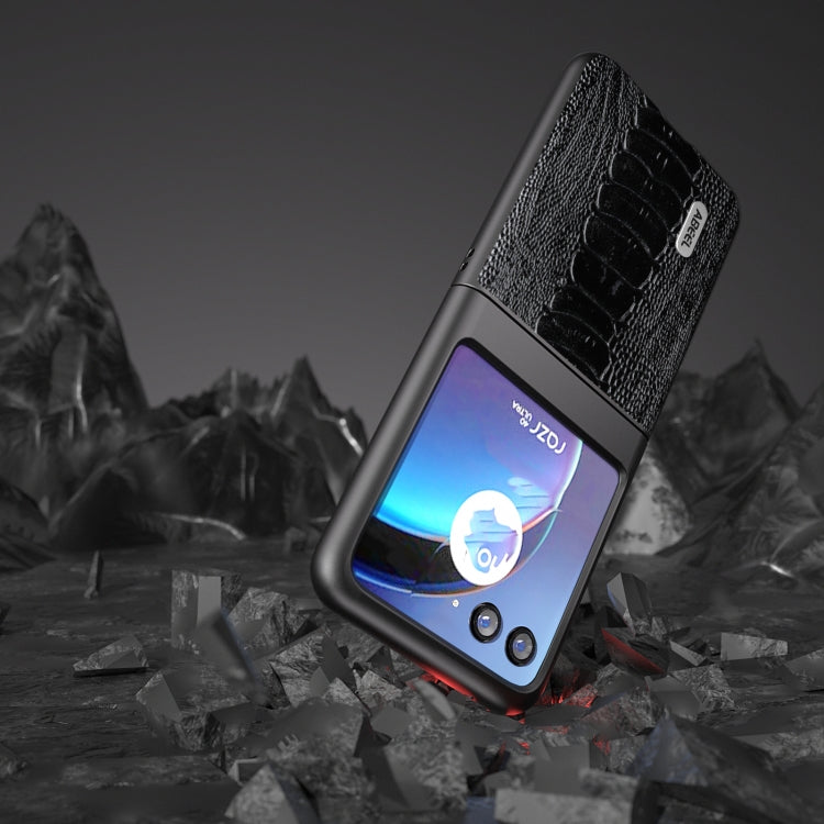 For Motorola Razr 40 Ultra ABEEL Genuine Leather Weilai Series Phone Case(Black) by buy2fix