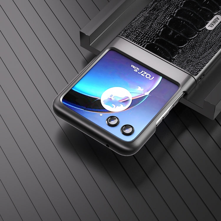 For Motorola Razr 40 Ultra ABEEL Genuine Leather Weilai Series Phone Case(Black) by buy2fix