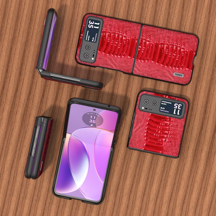 For Motorola Razr 40 ABEEL Genuine Leather Weilai Series Phone Case(Red) by buy2fix