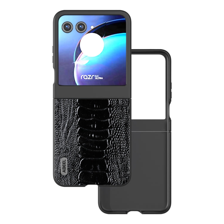 For Motorola Razr 50 ABEEL Genuine Leather Weilai Series Phone Case(Black) by buy2fix