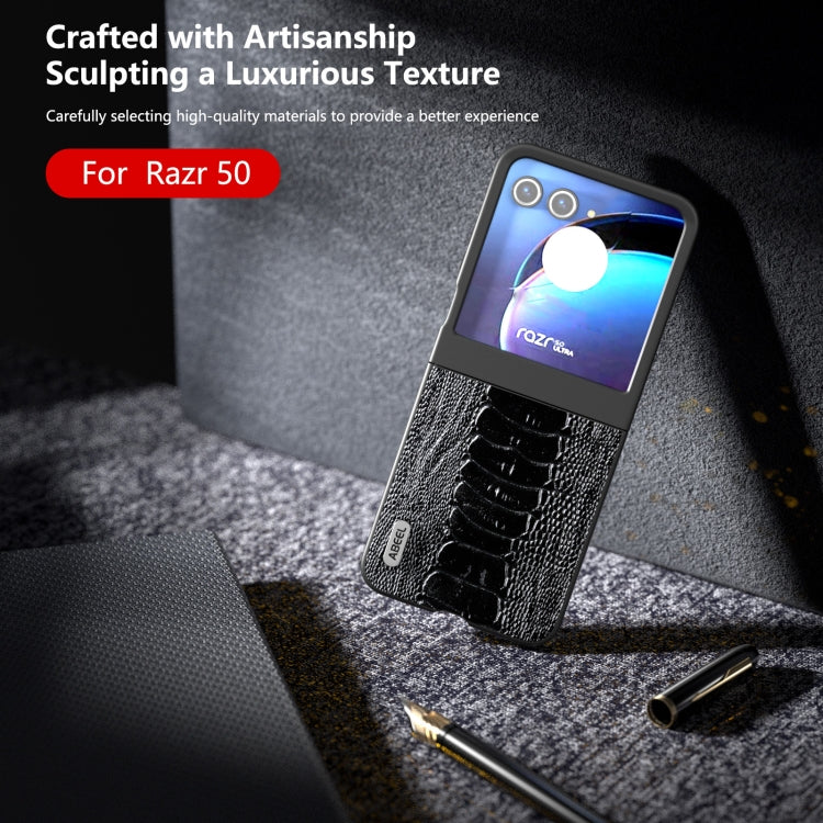 For Motorola Razr 50 ABEEL Genuine Leather Weilai Series Phone Case(Black) by buy2fix