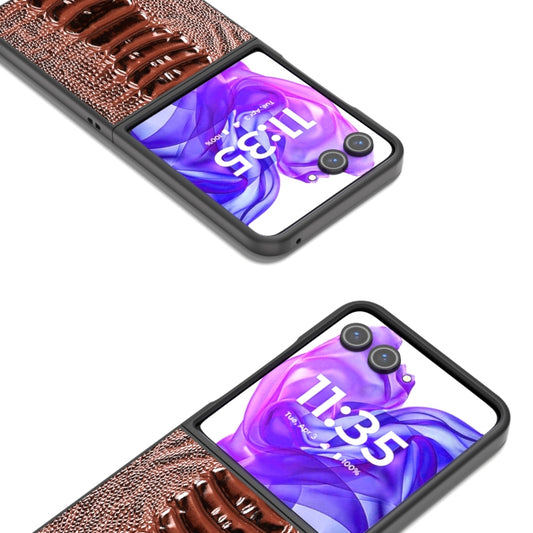 For Motorola Razr 50 Ultra ABEEL Genuine Leather Weilai Series Phone Case(Coffee) by buy2fix