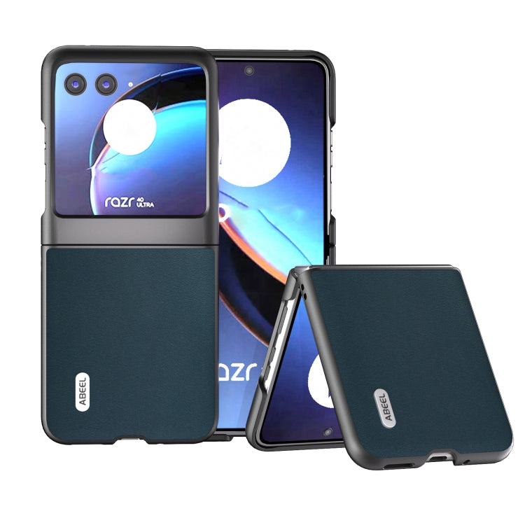 For Motorola Razr 40 Ultra ABEEL Genuine Leather Xiaoya Series Phone Case(Dark Green) by buy2fix