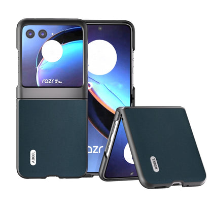 For Motorola Razr 40 Ultra ABEEL Genuine Leather Xiaoya Series Phone Case(Dark Green) by buy2fix