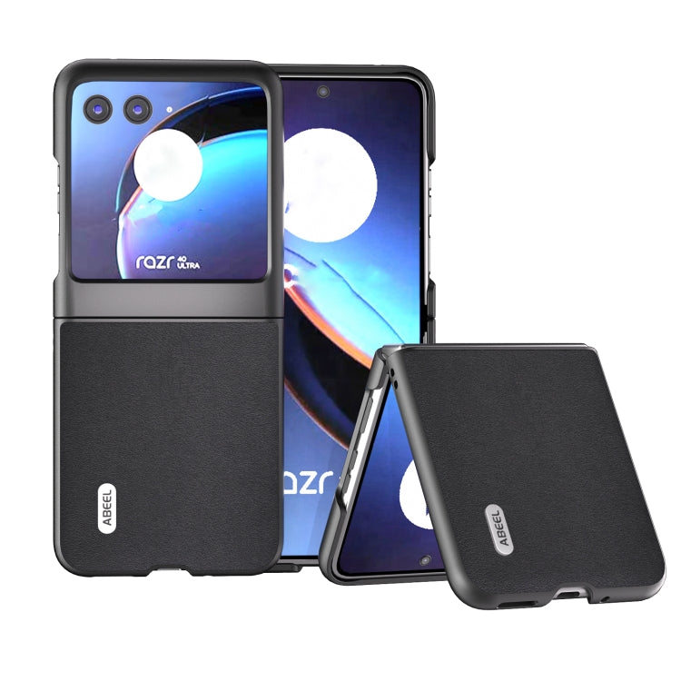 For Motorola Razr 40 Ultra ABEEL Genuine Leather Xiaoya Series Phone Case(Black) by buy2fix