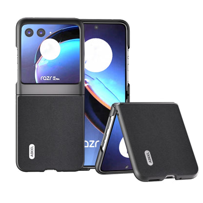 For Motorola Razr 40 Ultra ABEEL Genuine Leather Xiaoya Series Phone Case(Black) by buy2fix