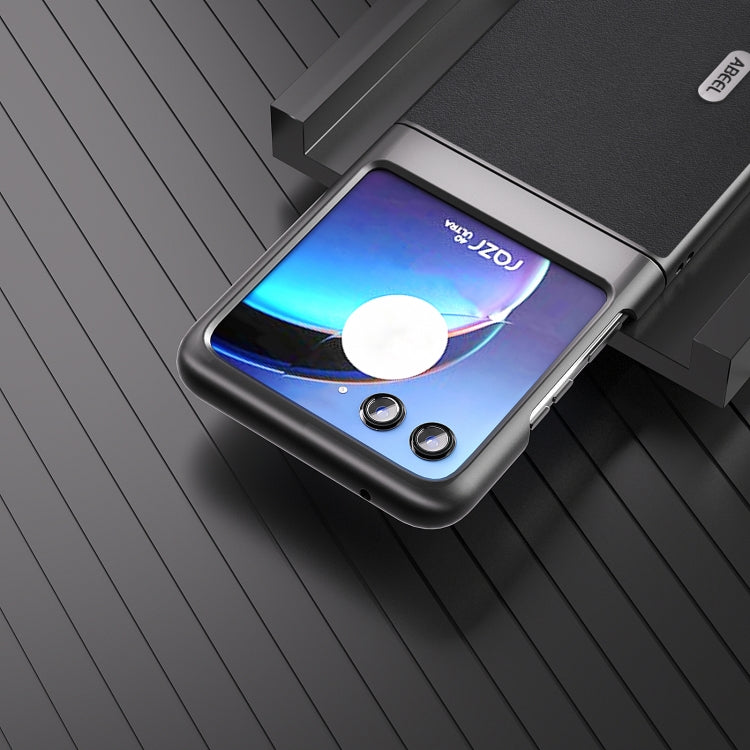 For Motorola Razr 40 Ultra ABEEL Genuine Leather Xiaoya Series Phone Case(Black) by buy2fix