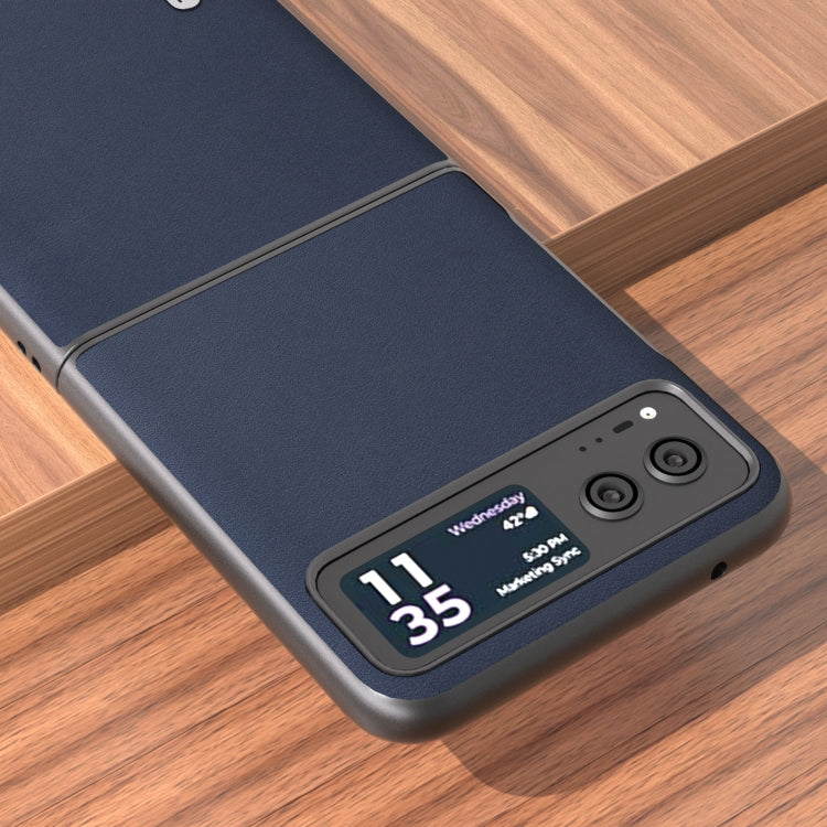 For Motorola Razr 40 ABEEL Genuine Leather Xiaoya Series Phone Case(Blue) by buy2fix