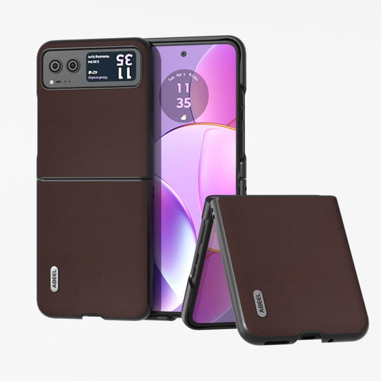 For Motorola Razr 40 ABEEL Genuine Leather Xiaoya Series Phone Case(Coffee)