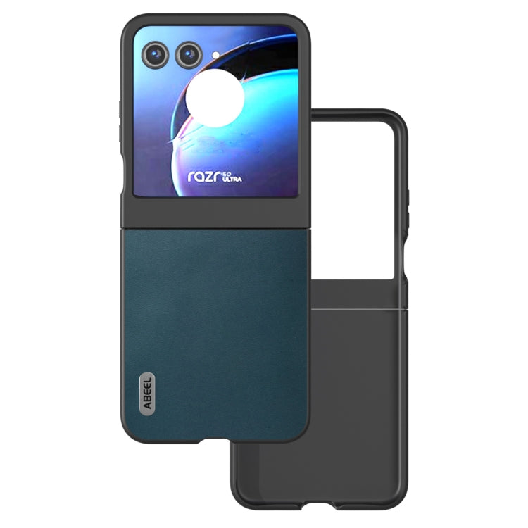 For Motorola Razr 50 ABEEL Genuine Leather Xiaoya Series Phone Case(Dark Green) by buy2fix