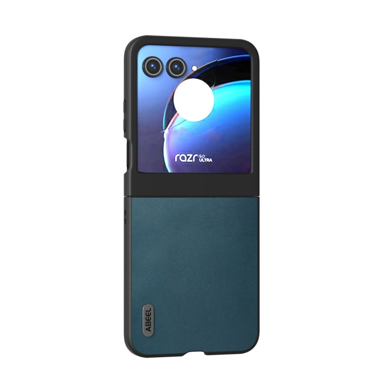 For Motorola Razr 50 ABEEL Genuine Leather Xiaoya Series Phone Case(Dark Green) by buy2fix