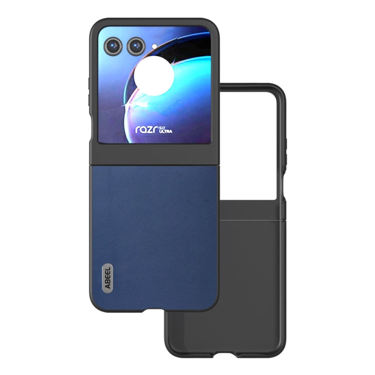 For Motorola Razr 50 ABEEL Genuine Leather Xiaoya Series Phone Case(Blue) by buy2fix