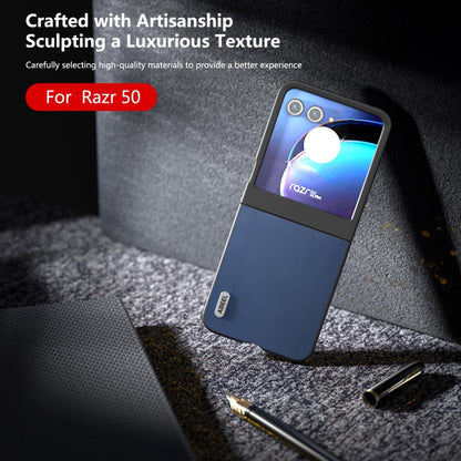 For Motorola Razr 50 ABEEL Genuine Leather Xiaoya Series Phone Case(Blue) by buy2fix