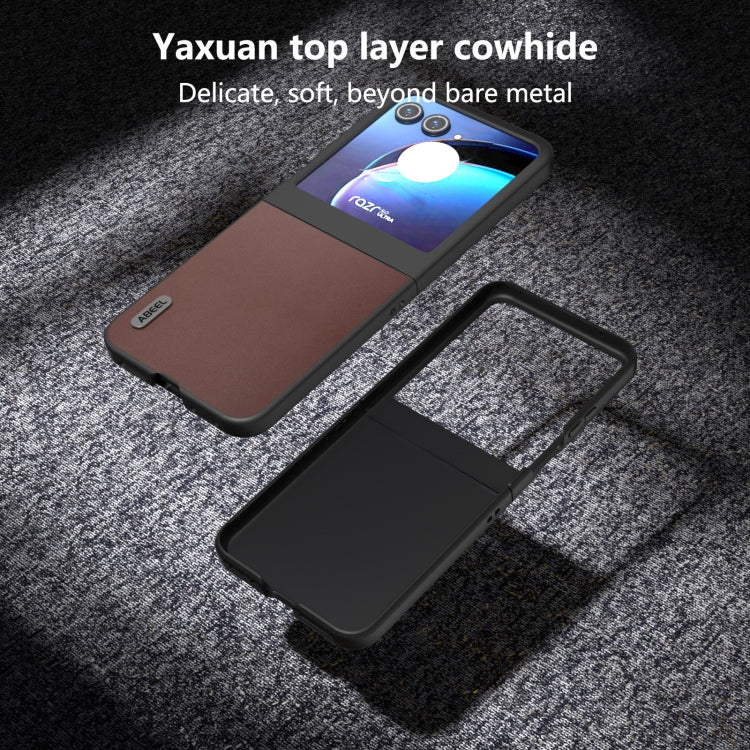 For Motorola Razr 50 ABEEL Genuine Leather Xiaoya Series Phone Case(Coffee) by buy2fix