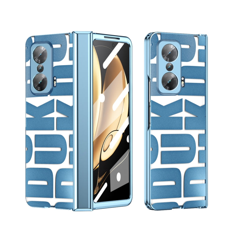 For Honor Magic V Integrated Electroplating Folding Phone Case with Hinge(Blue) - Honor Cases by buy2fix | Online Shopping UK | buy2fix