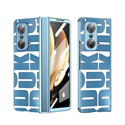 For Honor Magic V Integrated Electroplating Folding Phone Case with Hinge(Blue) - Honor Cases by buy2fix | Online Shopping UK | buy2fix
