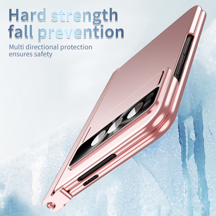 For Google Pixel Fold Integrated Electroplating Pen Slot Folding Phone Case with Stylus(Pink) - Google Cases by buy2fix | Online Shopping UK | buy2fix