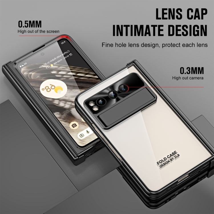 For Google Pixel Fold Integrated Electroplating Folding Phone Case with Hinge(Black) by buy2fix
