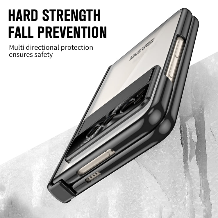 For Google Pixel Fold Integrated Electroplating Folding Phone Case with Hinge(Black) by buy2fix